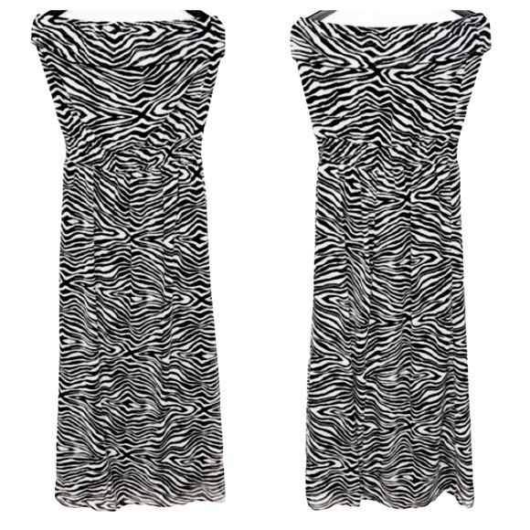 No Strings Attached Black & White Zebra Dress Sz M - Picture 1 of 4